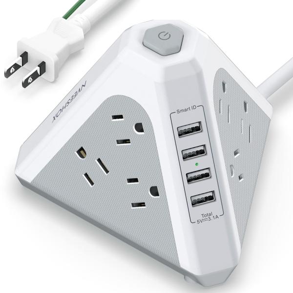 電源タップ usb コンセント 雷ガード 延長コード 2m タワー型電源タップ 三角タップ 9個AC...