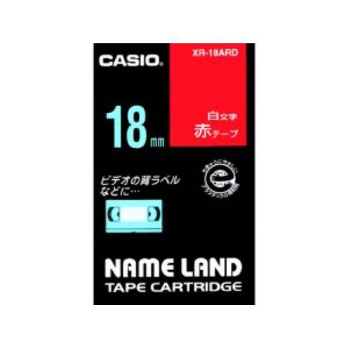 カシオ(CASIO) XR-18ARD  赤字に白文字 ネームランドテープ