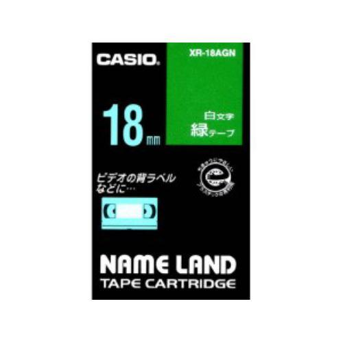 ネームランド 白文字テープ 18MM幅(緑テープ／白文字)   XR-18AGN