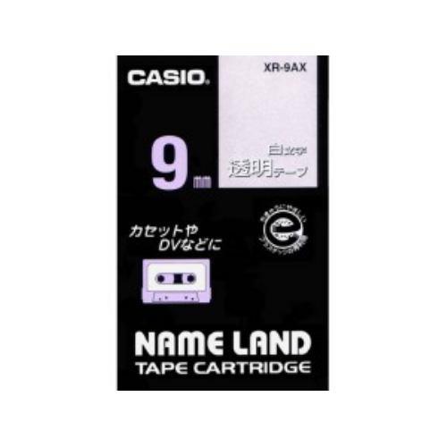 カシオ(CASIO) XR-9AX  ネームランド 白文字テープ 9mm幅 透明地