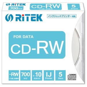 RiTEK CD-RW700.PW5P A データ用CD-RW  700MB  ５枚スリムケース   ホワイト｜kimuraya-select