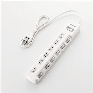 エレコム T-E7A-2630WH 一括&個別スイッチ付 省エネタップ 3.0m ホワイト｜kimuraya-select