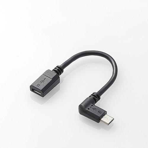 エレコム TB-MBFMBL01BK micro-USB L字変換ケーブル(左側接続タイプ) 0.1...