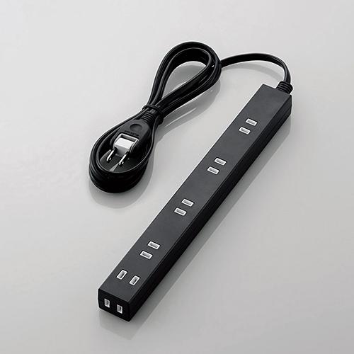 エレコム T-NSL-2620BK ほこり防止シャッター付きスリムタップ 2m ブラック