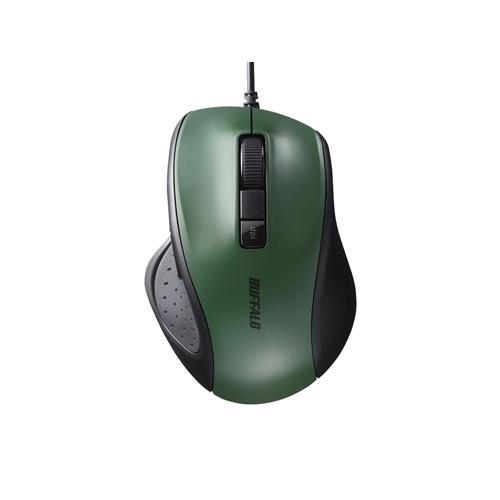 バッファロー BSMBU300GR 有線BlueLED光学式マウス 静音／5ボタン／DPI切り替えボ...