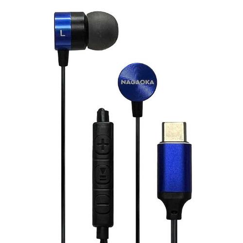 ナガオカ TYPE-Cプラグアルミハウジングイヤホン NAGAOKA ［USB］ ディープブルー P...