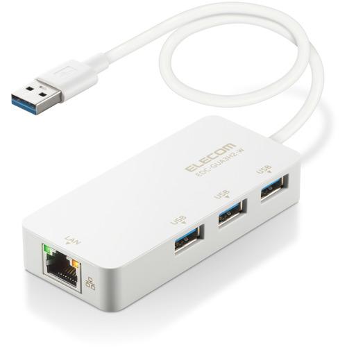 エレコム EDC-GUA3H2-W LANアダプター 有線 タイプA Giga USBハブ付 (US...