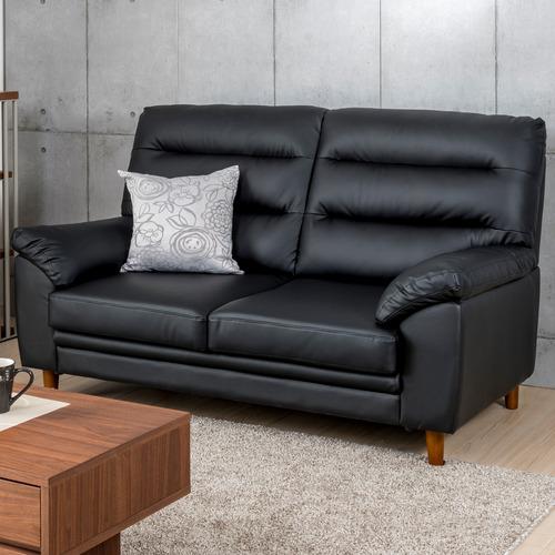ヤマダオリジナル［2人掛］ソファ 「YS120012BK」 幅163 合成皮革ブラック色【※AR対応...