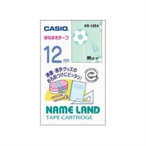 ネームランド おなまえテープ 12MM幅 （サッカーボール柄テープ／黒文字）　XR-12E4