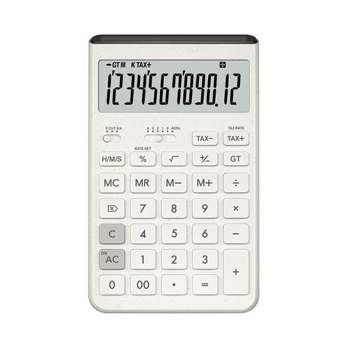 カシオ計算機 JT-200T-WE-N デザイン電卓 Comfy 開閉式スタンド付 オフホワイト