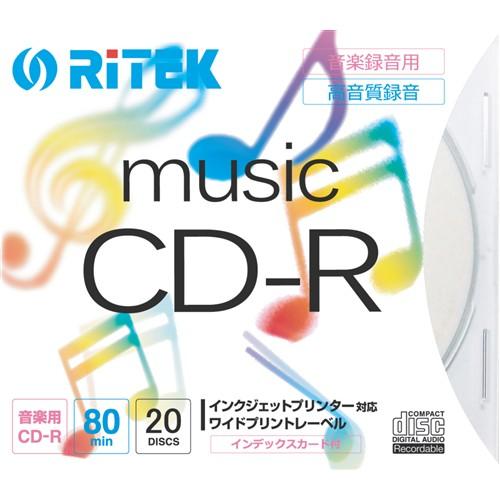 RiDATA CDRM8020PC 音楽用CD-R　ワイドプリントレーベルディスク 80分 20枚 ...