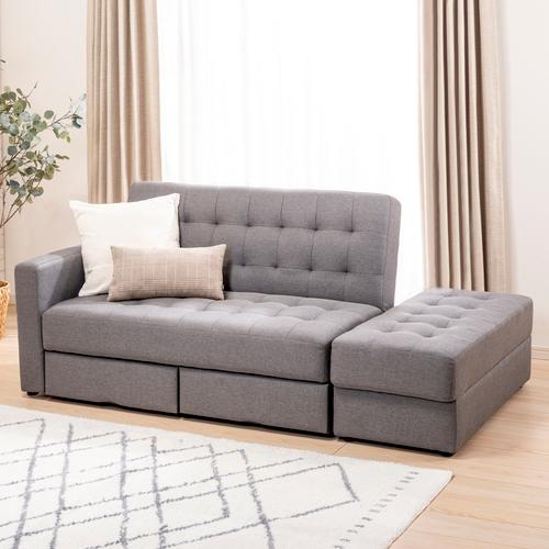 【期間限定大特価】ヤマダオリジナル マルチソファ ニース GY布グレー 2Pソファ スツール付 背も...