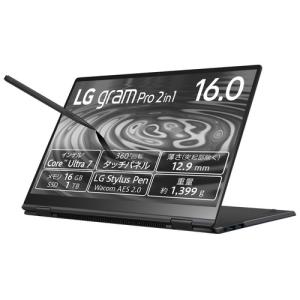 LG 16T90SP-MA78J 2in1ノートパソコン LG gram Pro 16型 Core Ultra 7 155H メモリ 16GB SSD 1TB オブシディアンブラック｜kimuraya-select