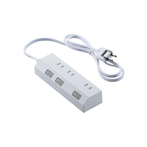エレコム T-IS01M-2310WH 3個口電源タップ マグネット付 雷ガード 個別スイッチ コー...