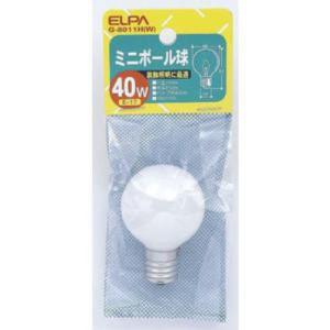 ELPA G-8011H(W) ミニボール球 40W E17 G40 ホワイト｜kimuraya-select