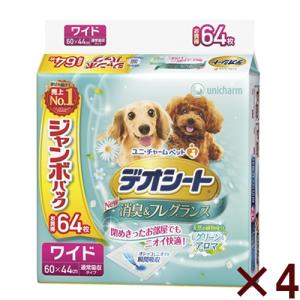 ユニ・チャーム デオシートふんわり香る消臭フレグランスグリーンアロマの香りジャンボパック ワイド ６４枚 【4個セット】｜kimuraya-select