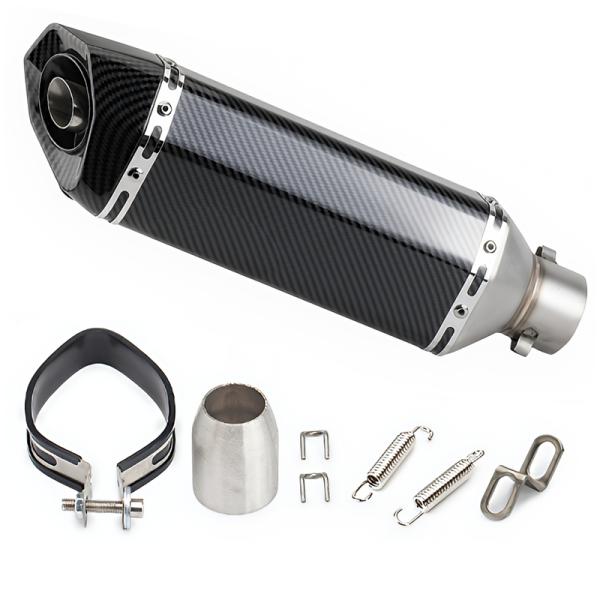 バイク 汎用 カーボン調 マフラー ヘキサゴンサイレンサー 差込内径36-50.8mm 全長37cm...