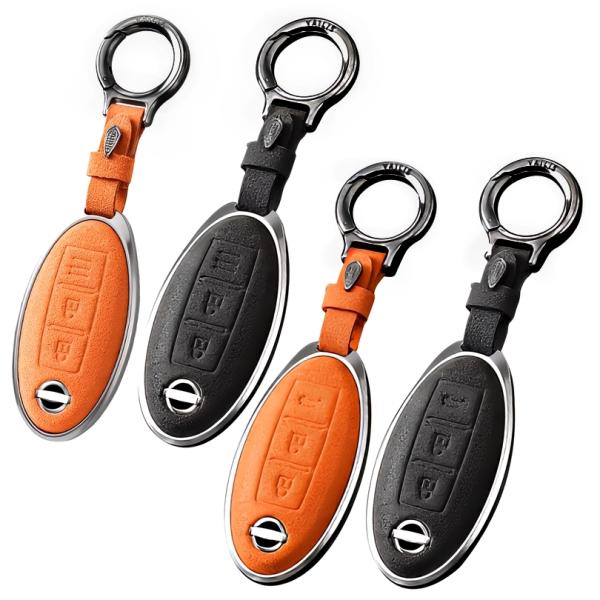 日産 アルミ スエード調 レザー スマートキーケース キーカバー ニッサン オーラ エクストレイル ...