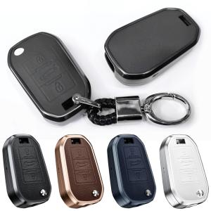 プジョー シトロエン アルミ 本革 レザー スマートキーケース キーカバー キーホルダー 2008 206 207 208 3008 307 308 407 5008 508 RCZ C5 C6 S3 S4