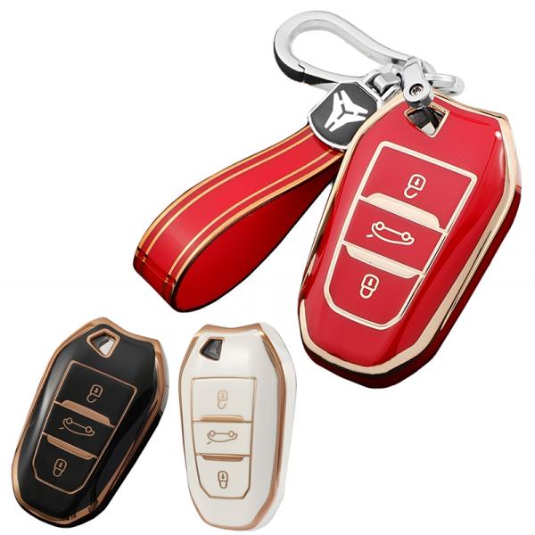 プジョー シトロエン ゴールド TPU キーケース キーカバー リフター 2008 206 207 ...