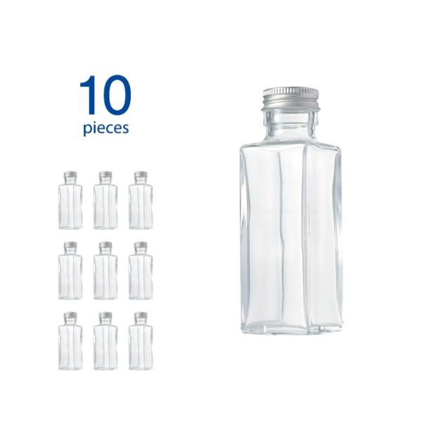 ハーバリウム瓶 スクエア114ml フタ付き 10個セット [日曜祝日 配送休業]
