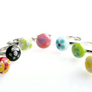 半玉 指輪 K 丸」とんぼ玉 ガラス細工 花 ガラスリング ガラス リング