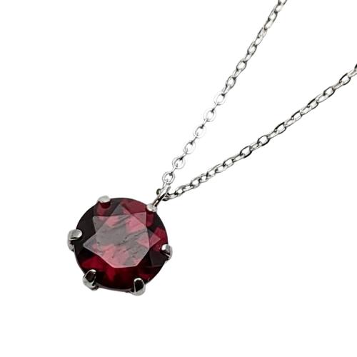 ペンダントネックレス Pt900/850 ガーネット 1ct 50cm アジャスター付き レディース