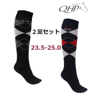 QHP　２足セット　アーガイルライディングソックス　乗馬靴下　馬術　乗馬ウェア　乗馬用品｜kind-all