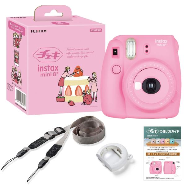 FUJIFILM インスタントカメラ チェキ instax mini8プラス 接写レンズ・純正ショル...