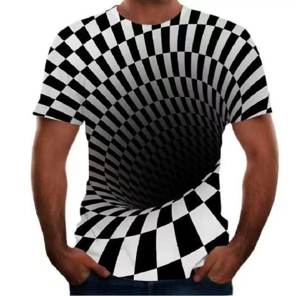 半袖Tシャツ おもしろ 3Dプリント トリックアート メンズ 渦 オプティカルイリュージョン メンズ...