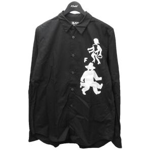 【2月14日値下】BLACK　COMME　des　GARCONS 2019AW プリントシャツ ブラック サイズ：L (渋谷店)｜kindal