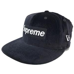 【値下げ】Supreme x New Era 2022AW「Velour Box Logo New Era」ベロアボックスロゴキャップ ブラック サイズ：7 1／4(57．7cm) (渋谷店)｜kindal