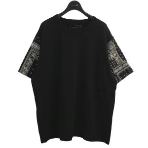 ソフネット SOPHNET． 「BANDANA SLEEVE WIDE TEE」バンダナ柄Tシャツ ブラック サイズ：S｜kindal