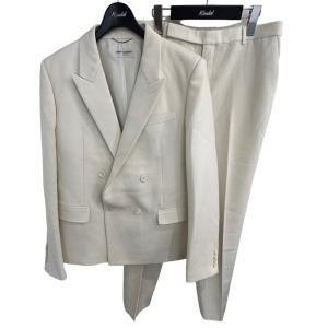 【値下げ】SAINT LAURENT PARIS ダブルセットアップ スーツ ホワイト サイズ：50／48 (EC)｜kindal