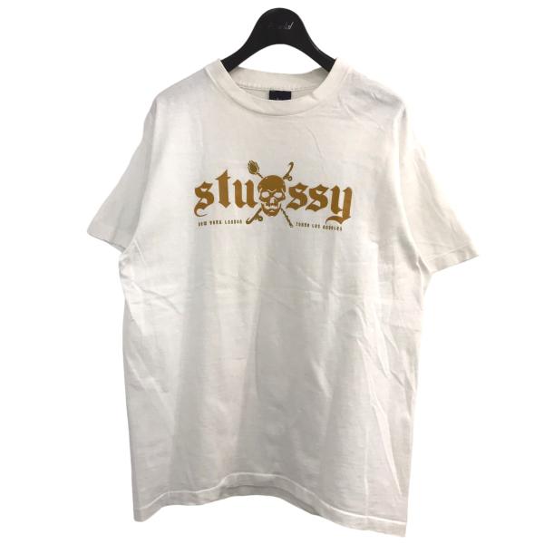 ステューシー stussy 1990s紺タグ スカルプリントTシャツ ホワイト サイズ：M