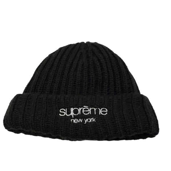 シュプリーム SUPREME クラシックロゴ チャンキーリブニットキャップ ブラック サイズ：表記サ...