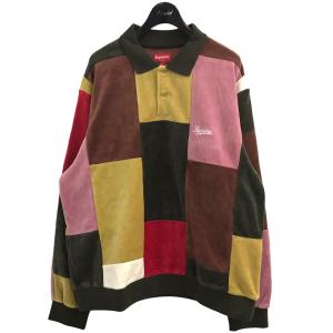 シュプリーム SUPREME 2020AW「patchwork velour L／S polo」ポロシャツ グリーン×マルチ サイズ：L｜kindal