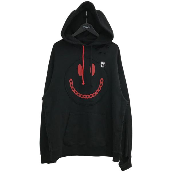 ラフシモンズ RAF SIMONS スマイリーデストロイパーカー 224 164 ブラック サイズ：...