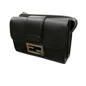 フェンディ FENDI ダブルバゲットジップドメッセンジャーバッグ ブラック