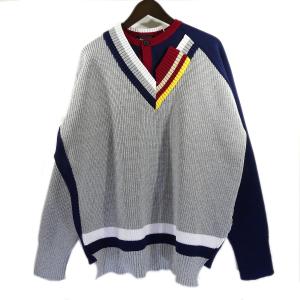 ss ダブルネックプルオーバーニットセーター グレー ネイビー Kolor ファッション Kolor サイズ 3 ダブルネックプルオーバーニット セーターです 4月27日値下 南船場店