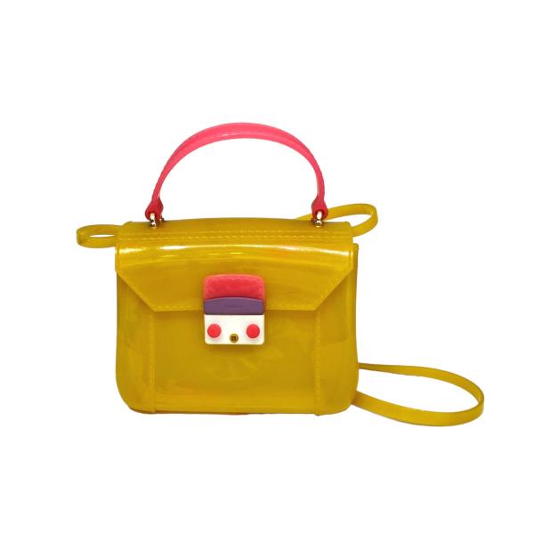 【値下げ】FURLA バイカラー キャンディバッグ 2WAYバッグ マスタード (EC)