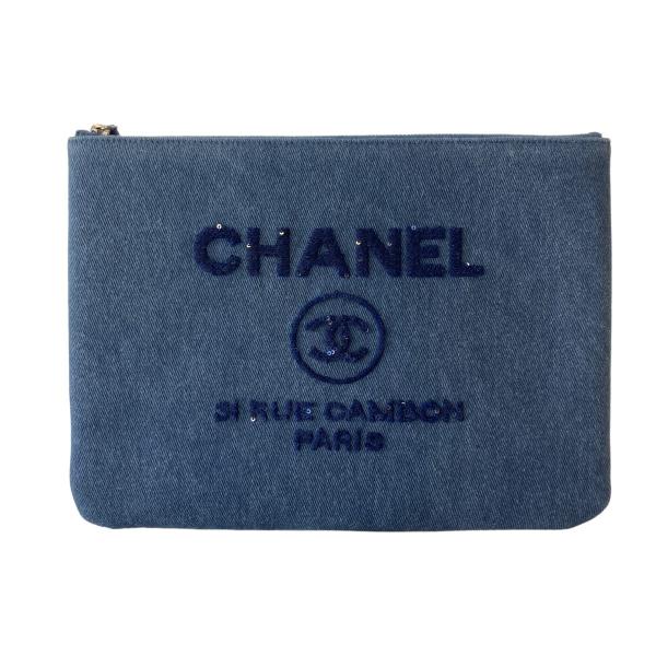 シャネル CHANEL ドーヴィルライン スパンコールクラッチバッグ インディゴ