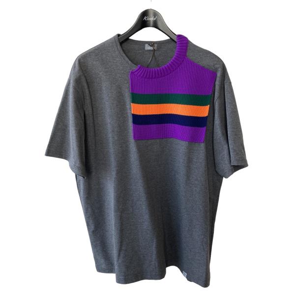カラービーコン kolor／BEACON ニットドッキング Tシャツ グレー サイズ：3