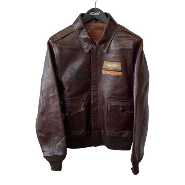 【値下げ】OLD CROW S．S． A-2フライト レザージャケット ブラウン サイズ：M (心斎...