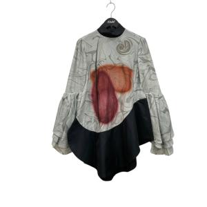 【値下げ】mame kurogouchi Silk Wool Marbling Tunic チュニック MM25FW-SH079 グレーｘブラック サ