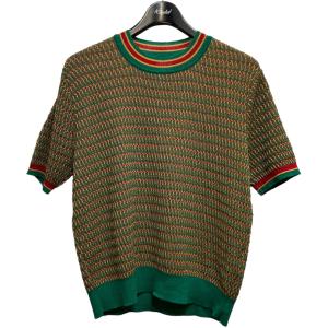 サスクワァッチファブリックス． SASQUATCHfabrix． 23ss　CREW NECK ROOTS H／S KNIT　半袖ニットセーター グリ｜kindal