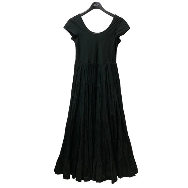 マリハ MARIHA 草原の虹のドレス ティアード ノースリーブ ワンピース ブラック サイズ：36