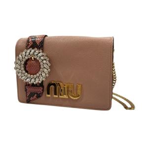 MIU MIU チェーンショルダーバッグ 5BF068 ピンク (EC)