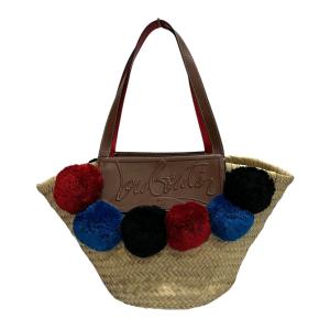【値下げ】Christian Louboutin LOUBISHORE ラフィアカゴバッグ ベージュ (EC)