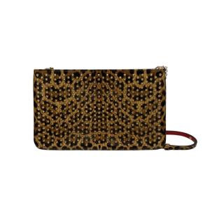 【値下げ】Christian Louboutin レオパード スタッズ ショルダーバッグ ブラウン×ベージュ (EC)
